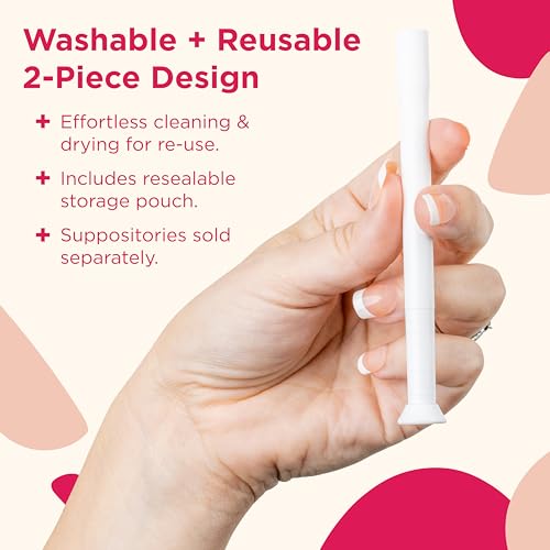 Image of BoriCap Boric Acid Vaginal Suppository Applicators - Washable & Reusable Easy Glide Feminine Applicator for Size 00 Suppositories, Ribbed Grip, Storage Pouch Included, Made in USA - 7 Count