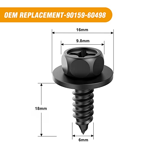 Image of GOOACC 25Pcs Front Fender Liner Screws Bumper Cover Splash Shield Mud Guard Screw Replacement for Toyota Avalon Camry Corolla Scion Lexus, OEM:#90159-60498