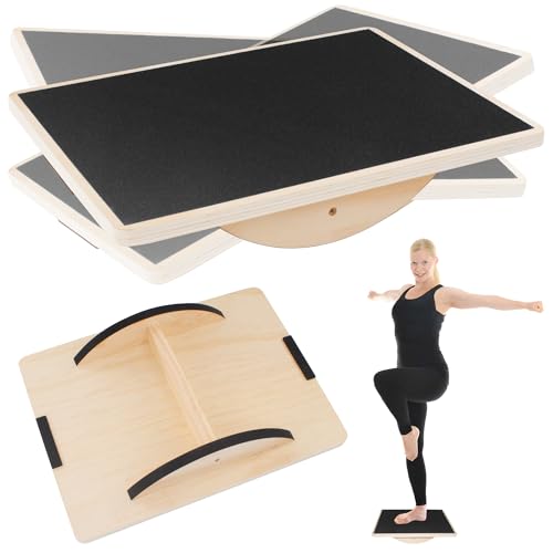 Balansbräda av trä, yoga balans bräda träning koordination vuxna trä halkskydd fitness pedal