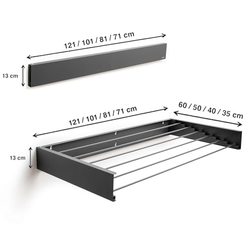 foxydry Hide Wandwäschetrockner Wäscheständer Wäscheständer Wäscheständer Wandtrockner Wäscheständer für Balkon Außen Innen Klappbar Wäschetrockner (Anthrazit, 121 cm)