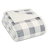 Eddie Bauer - Queen Blanket, Reversible Sherpa Fleece Blanket, Buffalo Plaid Bedding, Super Soft Bedding Set (Chrome Grey, Queen)