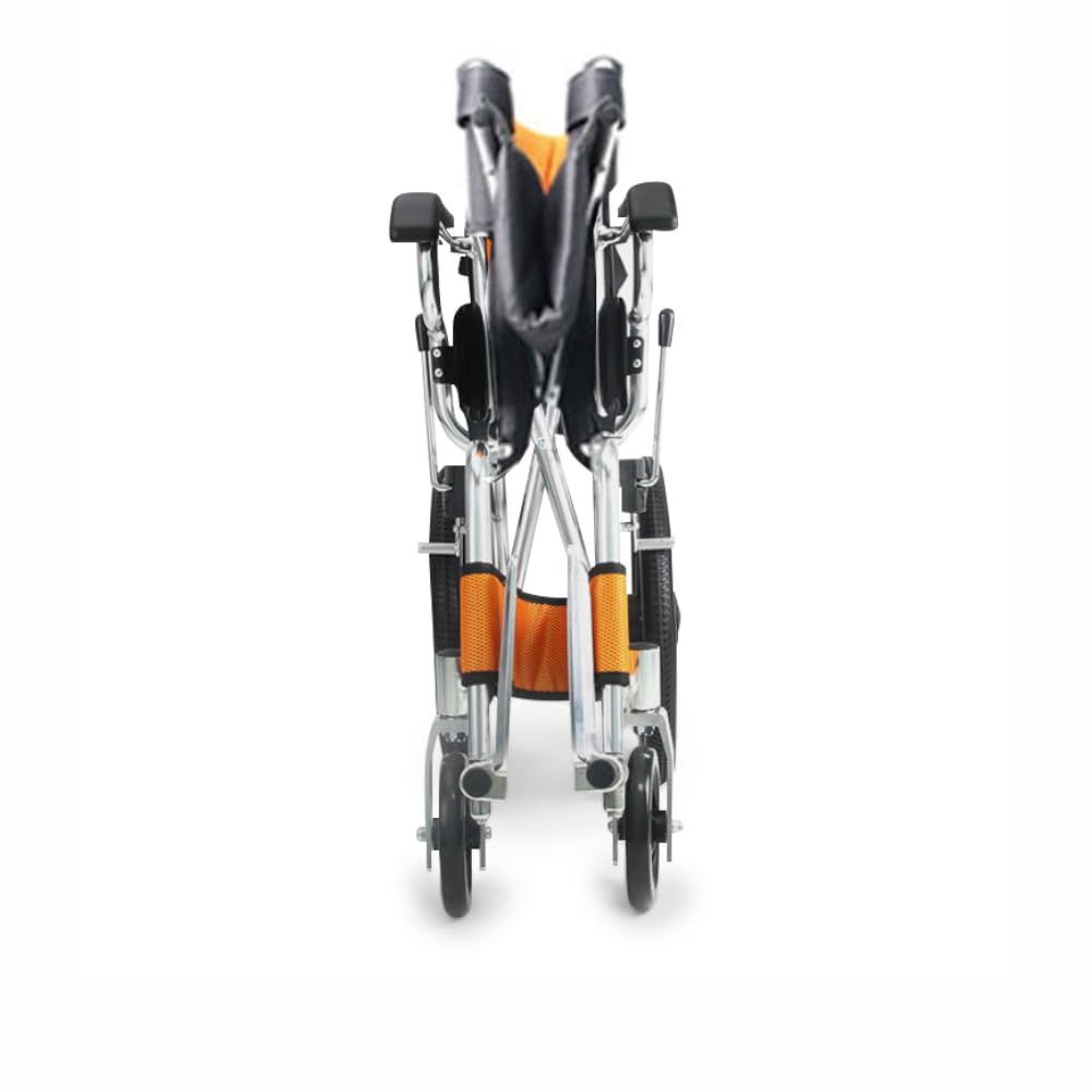 PRATIKA Carrozzina Pieghevole Transito Alluminio Sedia Nero Arancio