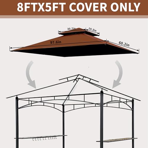 JANCANOPY Grill Gazebo Replacement Cover 5x8 Ft Canopy Top Compatible with Grill Gazebo Frame Model L-GG001PST-F,L-GG001PST-H,L-GG001PST-F2, (Rust Red) by JANCANOPY - Used condition - Image 3