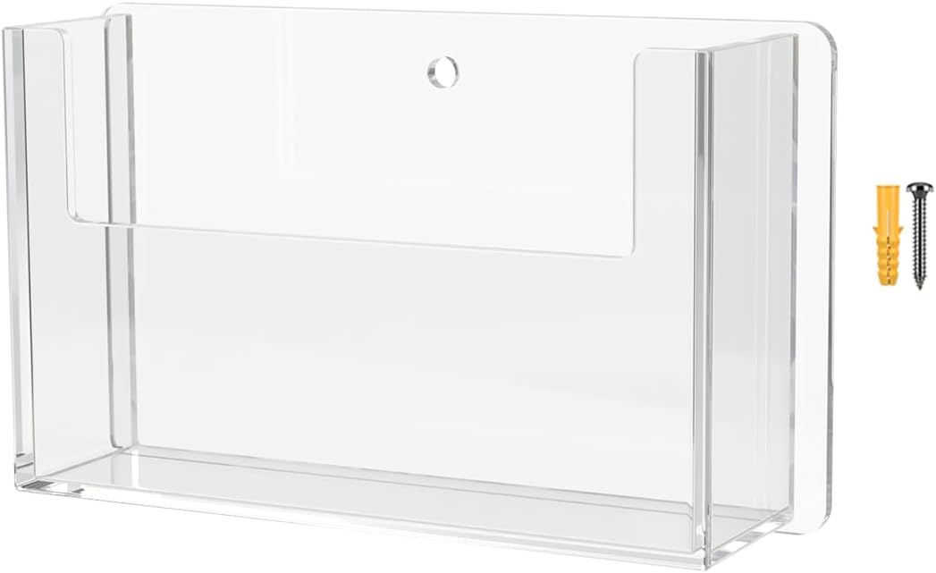 Marketing Holders Post Card Holder 6 Holds 6 x 4 Inch Wall Mount Index Display Clear Acrylic Literature Organizer Small Brochure Rack Single Pocket Menus Floating Effect Information Pamphlets
