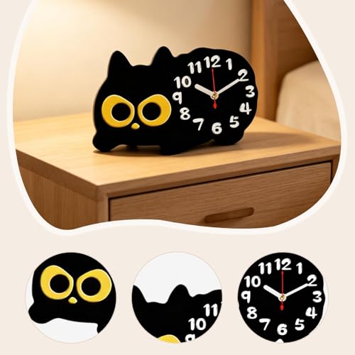 Reloj de mesa con forma de gato para decorar y dar vida a tu dormitorio u oficina moderna 3