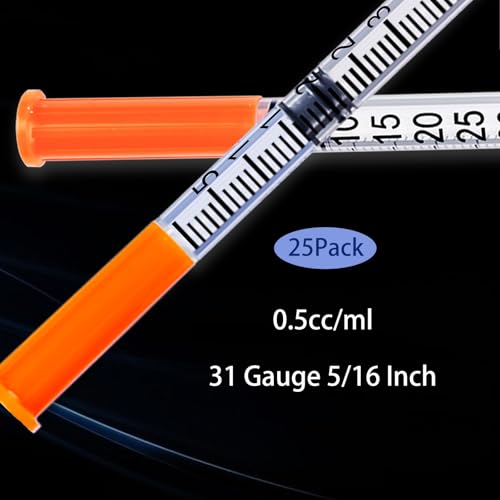 0.5ml Syringe 31G 5/16 Inch, Lab Supplies Individually Wrapped Pack of 25 — view 4