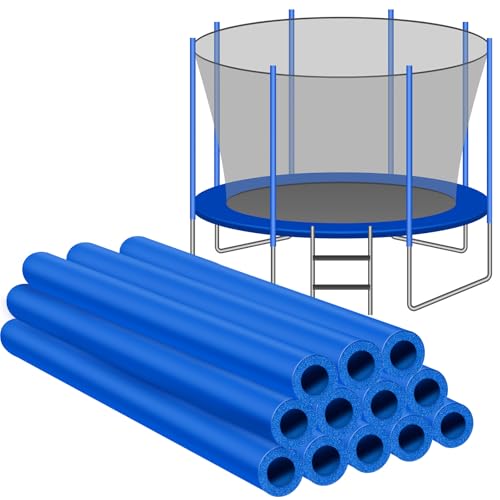 UNIFAMILY 12PCS Rubber Trampoline Pole Covers, 1.26 Inch Diameter Trampoline Replacement Poles, Blue Protective Trampoline Pole Rubber Sleeves for Safe Protection Trampoline Accessories (Blue-12pcs)