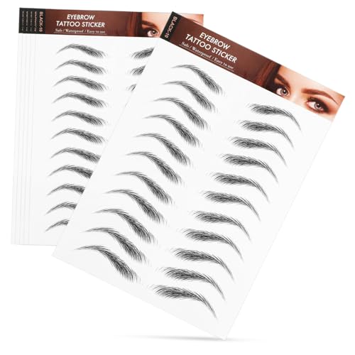 Vaguelly 6 hojas Pegatinas de Cejas Impermeables Efecto Pelo Real con Diseño Predefinido Fáciles de Aplicar y Retirar para Maquillaje y Perfilado Facial
