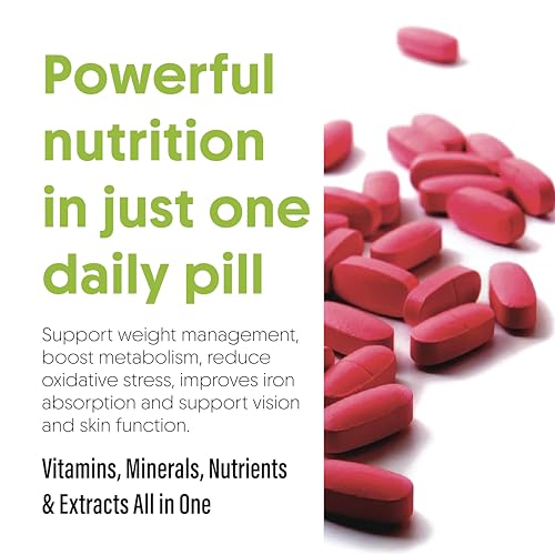 Image of Multivitamin Tablets with Biotin, Vitamin C & 21 Vital Nutrients for Overall Health, Radiance, Strong Bones & Immunity (Veg) Pack of 60 Tablets Age 25+