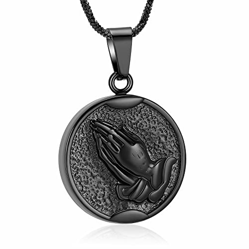 Yinplsmemory Cremation Jewelry Praying Hands Urn Necklace for Ashes Keepsake Urn Jewelry for Human/Pet Ashes