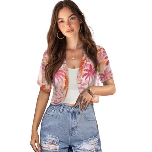 Image of Womens Short Sleeve Bolero Shrug Open Front Knit Cropped Cardigan Shoulder Cover for Dress Cute Casual Knit Cover Up