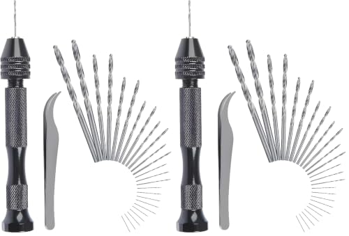 CESFONJER Mini Taladro de Mano Micro Taladro Manual Precisión Herramientas Giratorias con 25 pcs Micro Brocas Torcedura Bits Conjunto de 52