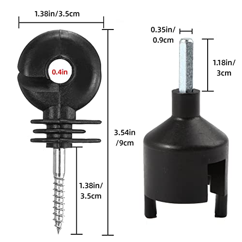 100Pcs Black Electric Fence Insulator Screw-In Insulator Fence Ring Post Wood Post Insulators And 1 Pc Free Insulator Socket Tool(Grid System Accessories For Animal Husbandry Electronic) #TOP2
