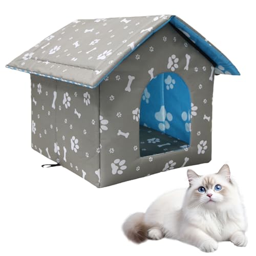 Katzenhaus für Draußen Winterfest und Wasserdicht, Faltbare Outdoor Katzenhöhle mit Abnehmbarem Kissen, Wetterfestes Tierheim für Streuner und Haustiere, Waschbar und Isoliert (Graue Knochen, M) Katzenhaus für Draußen Winterfest und Wasserdicht, Faltbare Outdoor Katzenhöhle mit Abnehmbarem Kissen, Wetterfestes Tierheim für Streuner und Haustiere, Waschbar und Isoliert (Graue Knochen, M)