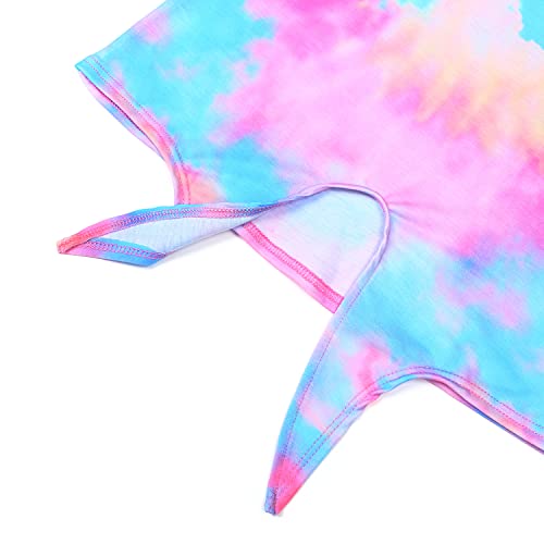 Image of JESKIDS Girls Short Sleeve Shirts Ruffle Tie Front Unicorn /Tie Dye Print Summer Tee Tank Tops 3-11 Years