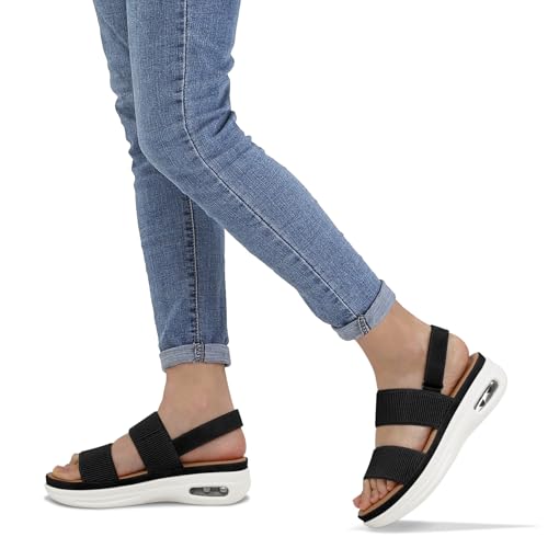 mysoft Women's Walking Sandals Comfortable Air Cushion Platform Elastic Ankle Strap Open Toe Ourdoor Summer Shoes3