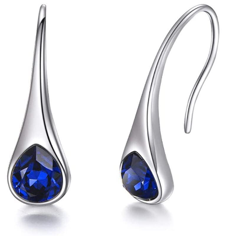 Pendientes de plata de ley con gancho de circonio para mujer, joyería de zafiro para el día de San Valentín