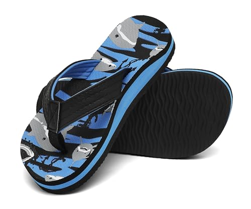 INMINPIN Kids Boys Girls Flip Flops Comfort Quick-Dry Beach Pool Aqua Thong Sandals(Little Kid/Big Kid),Shark Black,3 Big Kid