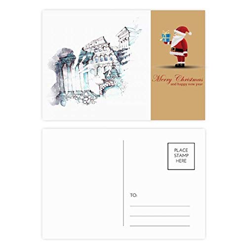 Cartes postales de Pere Noel a l aquarelle lot de 20 illustrations architecture
