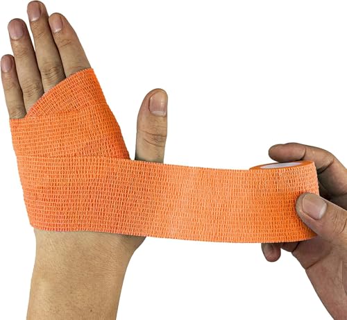 Image of A-Tape Breathable Self Adhesive Cohesive Bandage for Humans & Pets (Dogs, Cats, Birds) -Sports, Wrap, Athletic, Non Woven First Aid Medical, Wrist, Swelling (10 cm X 4.5 mtr) (Pack Of 2, Orange)