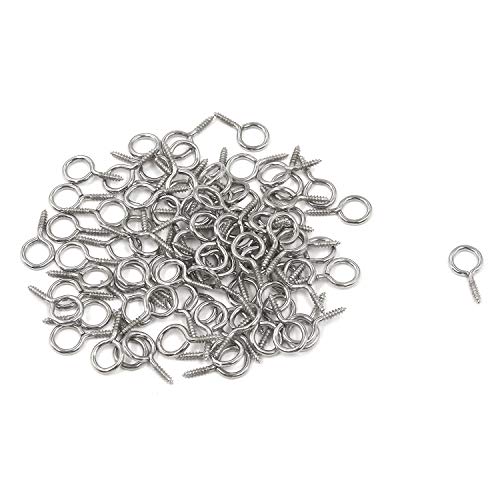 Eye Hooks Screw in Mcredy Screw Eye Hooks 0.67inch Length Nickel Plated Steel Screw Eye Rings Silver Lag Screw Eye Pack of 100