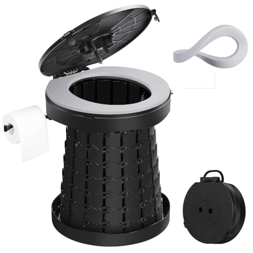 TRIPTIPS 2025 New Upgrade Retractable Portable Toilet Foldable with Soft Cushion Height Adjustable Travel Toilet for Car Camping Toilet Porta Potty for Adults and Kids, Portable Toilet for Camping