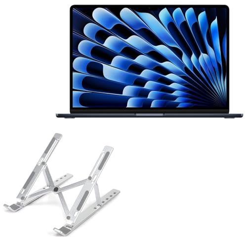 BoxWave Stand and Mount Compatible with Apple M3 MacBook Air (15 in) - Compact QuickSwitch Laptop Stand, Portable Multi Angle Viewing Foldable Riser - Metallic Silver