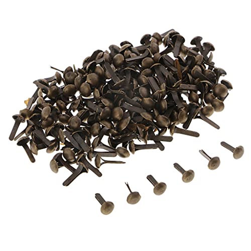 Baoblaze 200 Pieces Mini Round .5mm Metal Brads Paper Fasteners Scrapbooking Embellishment for Paper Decoration Kids DIY Craft, Bronze