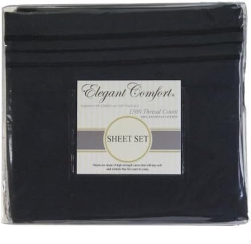 Elegant Comfort 1500 Premier - Wrinkle Resistant - Hotel Quality Ultra Soft Luxurious 4 pcs Bed Sheet Set, Deep Pocket Up to 16" - Many Size and Colors, King, Black