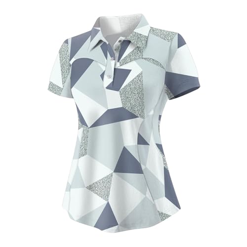 Image of Generisch Fashionable short-sleeved shirt with print and loose collar, casual and comfortable blouse for everyday use, gray, M