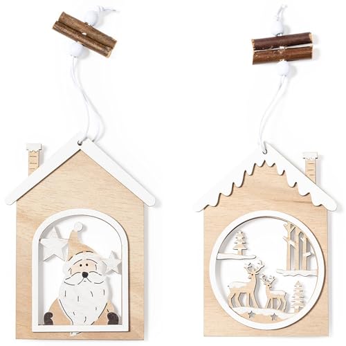 noTrash2003 2er Set Weihnachtliche Holz Ornamente Weihnachtsdeko mit...