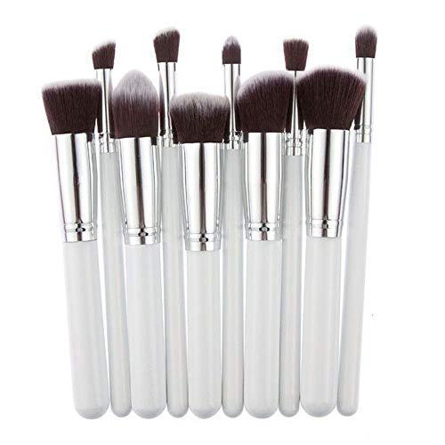 Kit 10 Pincéis Kabuki para maquiagem bolsa branca CBR04379 - Commerce Brasil