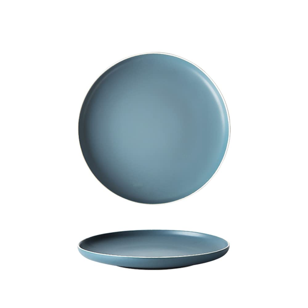 Assiettes plates d'exception en céramique mate bleue pour table raffinée