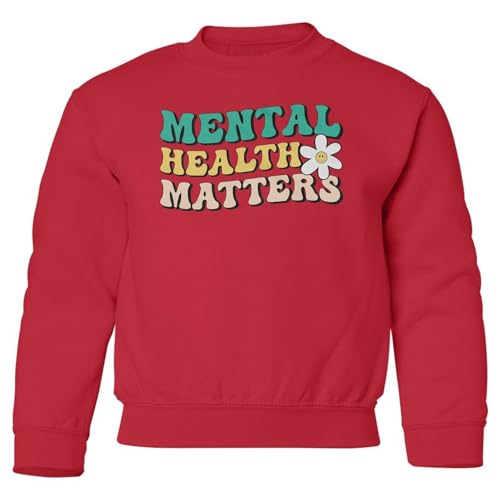 Mental Health Matters - Groovy Flower Awareness Youth Crewneck Sweatshirt