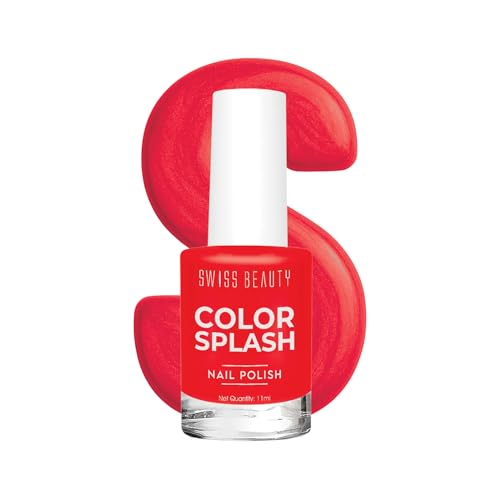 Image of Swiss Beauty Color Splash Nail Polish - Long-Lasting, Glossy - 11 ML, Ruby Blaze