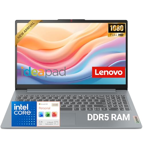 Lenovo IdeaPad Slim 3i 15.6' FHD Laptop, Office 365, DDR5, Intel Processor N100, 128GB SSD, WiFi 6, HDMI, Military-Grade, Windows 11, Long Battery Life, Essential Laptop