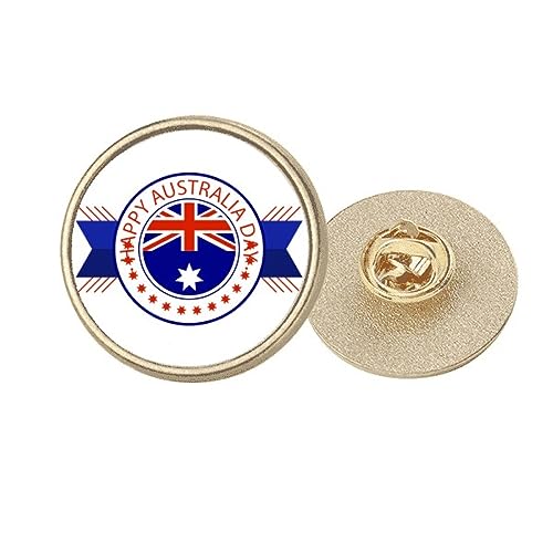 Broche ronde métal doré motif drapeau Australie badge de célébration Happy Australia Day