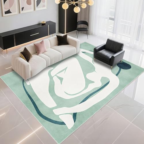 DJHWWD Alfombra Juvenil Dormitorio Suave 120x160cm, Cian Diseño Minimalista Moderno para el salón y el Dormitorio Infantil