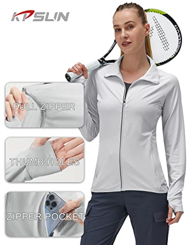 Image of Women's UPF 50+ UV Sun Protection Clothing Long Sleeve Athletic Hiking Shirts Lightweight SPF Zip Up Outdoor Jacket