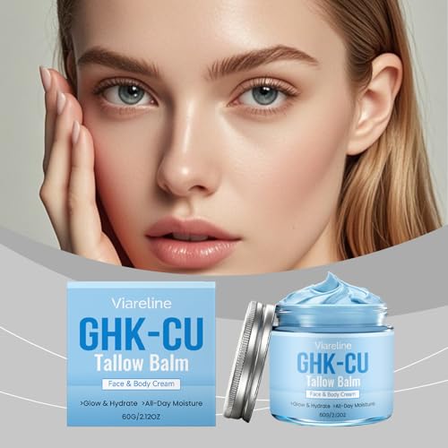 Nabevin KKP Copper Peptides GHK-Cu Beef Tallow for Skin: Blue Balm with Methylene Blue, Manuka Honey & Vitamin E – Natural Face and Body Moisturizer for Mature, Dry & Sensitive Skin – 2oz