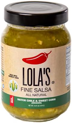 Lola's Fine Hot Sauce - Hatch Chile & Sweet Corn Fine Salsa | All-Natural, Gluten-Free, Non-GMO, Plant-Based, Keto, Low Sodium | Created with Hatch Chilies and Iowa Sweet Corn