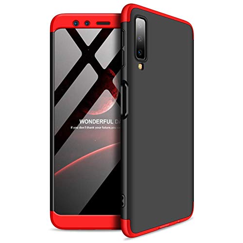 SPAZY CASEÂ® Samsung Galaxy A7 (2018) Cover Case Ull Body 3 in 1 Slim Fit Complete 3D 360 Degree Protection Hybrid Hard Bumper Back Case Cover for Samsung Galaxy A7 (2018) (Black & Red)