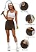 NIASHOT Womens Skort Summer Tennis Skirt Mini Golf Skirts High Waisted Athletic Skorts Workout Coffee 2XL