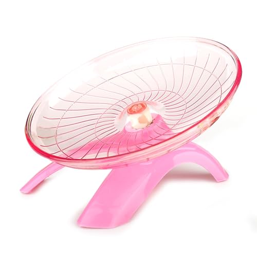 Flying Saucer Hamster Wheel Super-Silent Hamster Wheel Plastic Stable Pets Exercise Wheel Non Slip Run Silent Wheel for Small Pets (Pink)