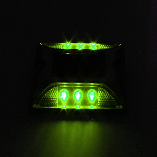 Cst Lighting Aluminum Solar 6-Led Deck Dock Lights Step Road Path Lamp Waterproof Security Warning Driveway For Outdoor Fence Pool Patio Yard Home Pathway Stairs Garden (Green) #TOP2