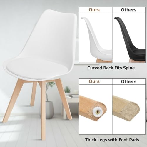 Image of Dream Furnishing - Set of 4 Scandinavian Modern Style Mid Century Modern Dinning Room Cafe Hotel Office Wooden Legs Chair (White)
