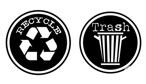 Grungy Recycle and Trash Decal Sticker for Trash cans-Matte Black-Home & Office Use! - Weatherproof- for virtually Any Smooth Surface (4