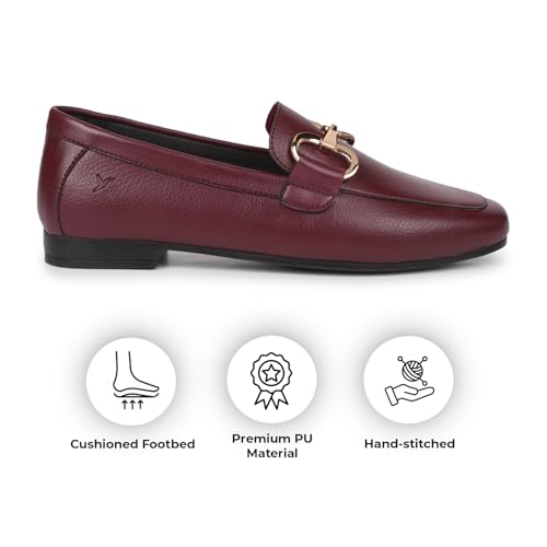 Image of YOHO Bliss Comfortable Slip On Formal Buckle Loafer for Women | Stylish Fashion Moccasins Range | Cushioned Footbed Finish | Flexible and Office Wear Shoe