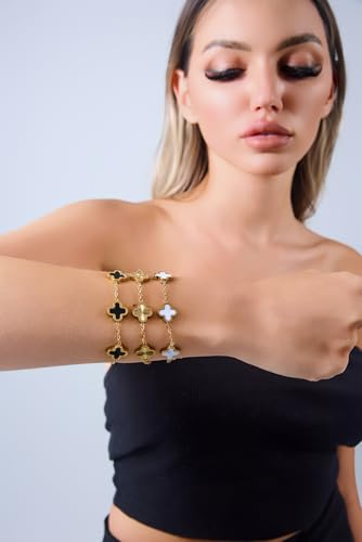 Lucky Clover Bracelet for Women Men Girls Boys 18K Gold Plated Trendy Link Bracelets Adjustable Plated Jewelry Christmas Wedding Birthday Best Gifts4