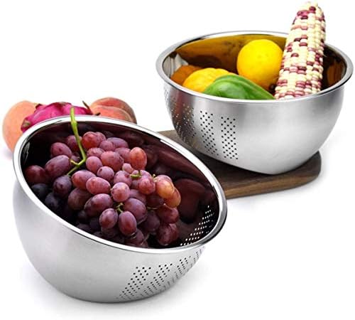 BigTron Rice Washing Bowl, Willdo 304 Stainless Steel Colander Professional 3-In-1 Kitchen Integrated Strainer for Vegetables, Fruit & Rice